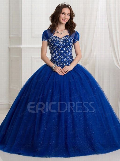 Ericdress Sweetheart Beded Lace-up Ball Gwon Quinceanera Dress With Jacket