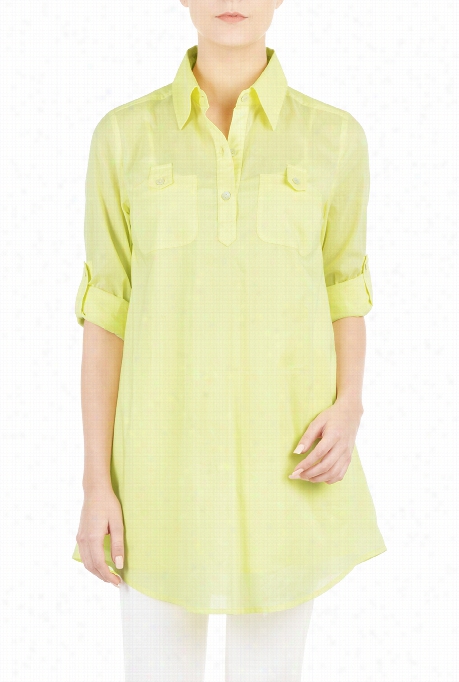 Esnaktti Women's Cotton Voile Tunic Shirt