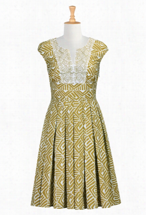 Es Hakti Women's Embellished Graphic Rint Poplin Dress