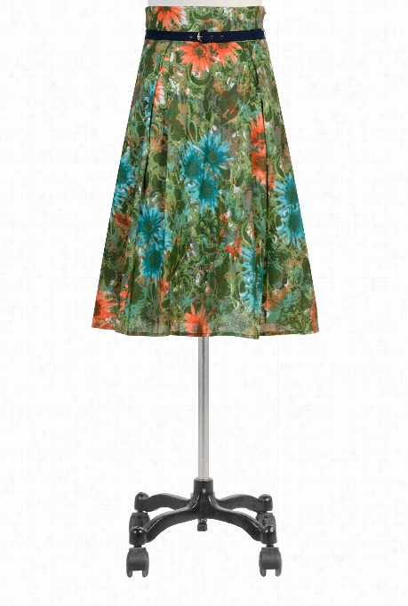 Eshakti Women's Floral Print Co Tton Fl Ared Skirt