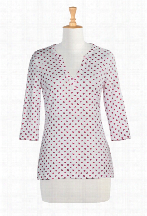 Eshakti Womens' Gltter Heart Print Self Dress Henley