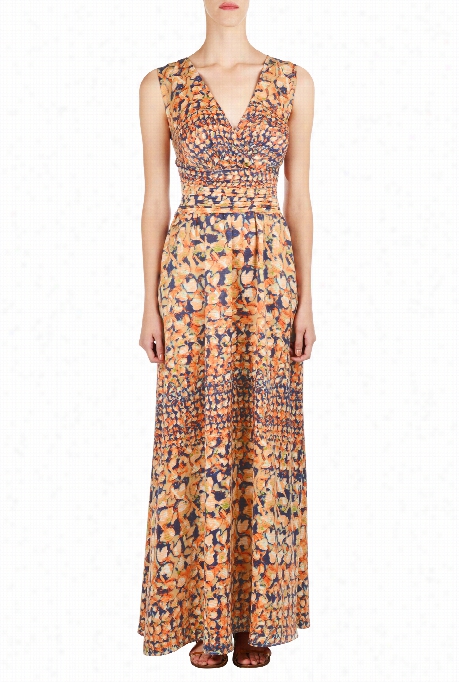 Eshakti Women's Graphic Petal Print Crepe Maxi Dress