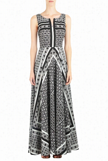 Eshakti Women's Vivid Scarf Print Crepe Maxi Dress