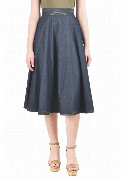 Esh Akti Women's Indigo Chambray Full Skirt