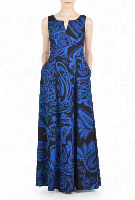 Eshakti Women's Paisley Print Crepe Maxi Dress