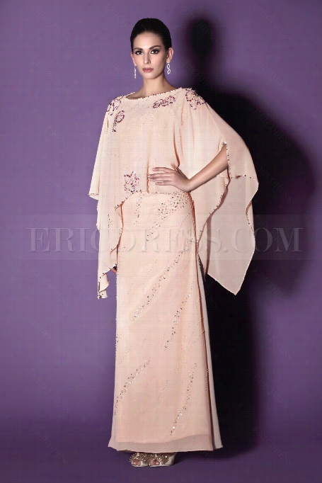 Fabulous Beaded Column/sheath Floor-length Scoop Taline's Mother Of The Brided Ress With Jacket/shawl