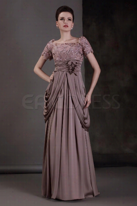 Fabulous L Ace Epire Waist Scoop Neckline Floor-length Luba's Mother Of The Bride Dress