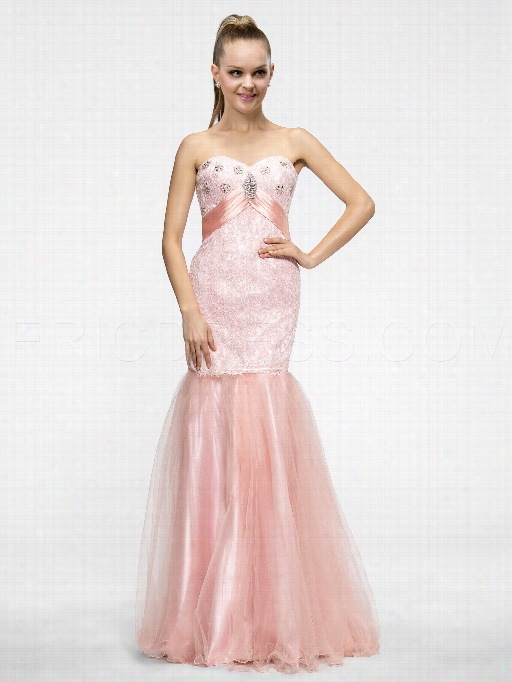 Glamorous Mermaid/trumpet Floor-length Sweetheart Zipper-up Beading Prom Dress