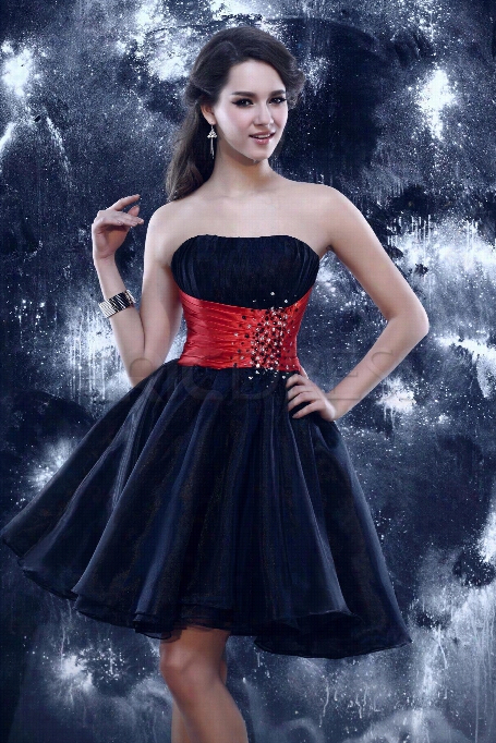 Glamorous Mini A-line Strapless Dark Navy Blue Cocktail/prom Dress