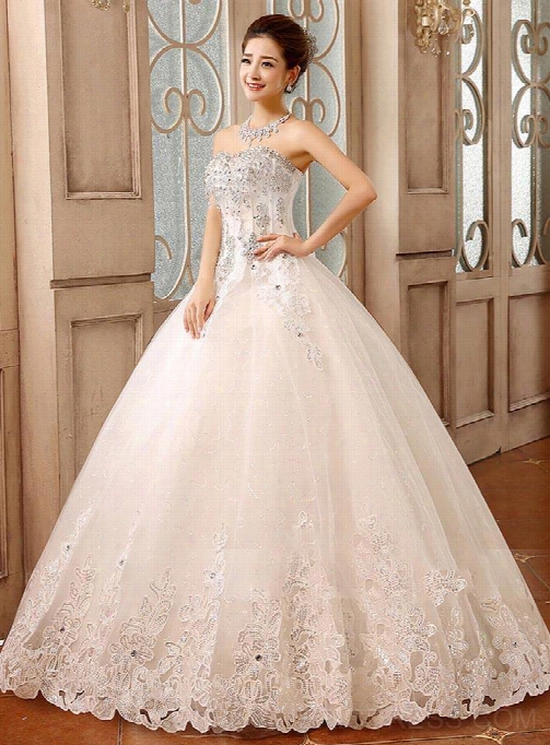 Gorgeous Ball Gown Sweetheart Lace  Appliques Beading Wedding Drses