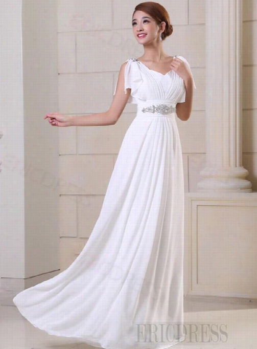 G Raceful Empire Short Sleeves Floor Length Appliques Beading Prom Dress