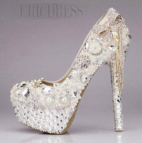 Luxury Sparkling Crystal Rhinestone Tassels Platform Ultra High Heesl Wedding Shoes