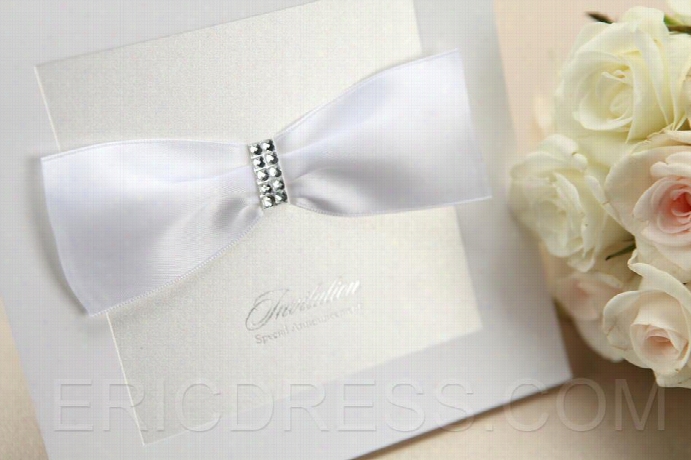 Modern Side Fold Invitation Cards With Ribbons (20 Piece S One Set)