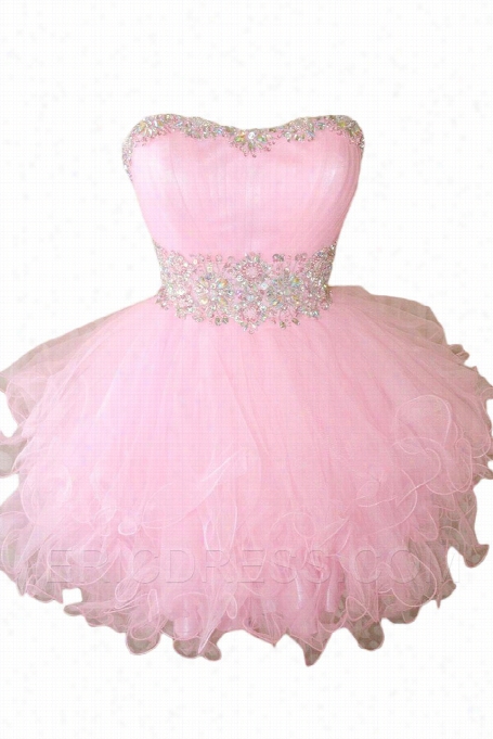 Pretty Ball Gown Sweetheart Beading Lace-up Short-length Sweet 16 Dreess