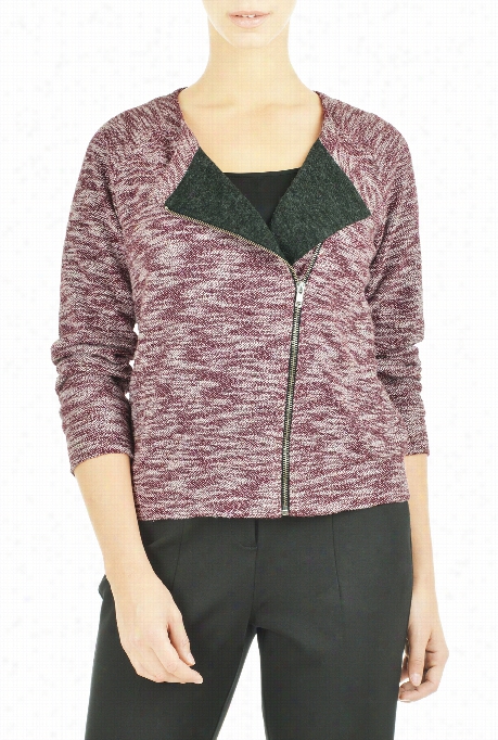 Eshakti Women''s Asymmetric Zip Mraled Cardigan