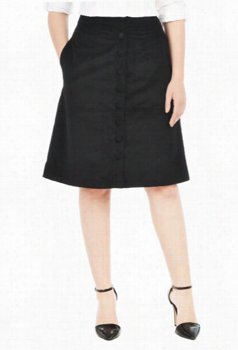 Eshakti Women's Button Front Velvet Cord Skirt