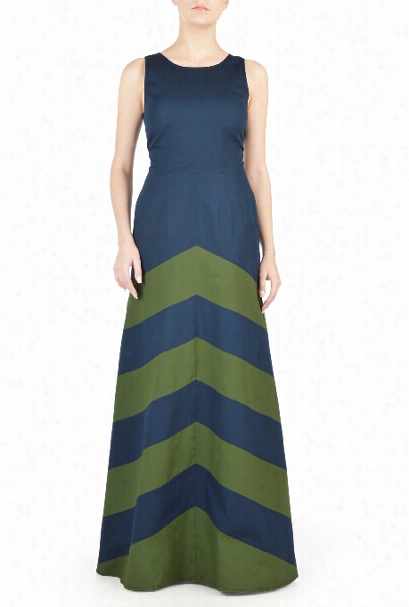 Eshakti Women's Hevron Stripe Poplin Maxi Dress