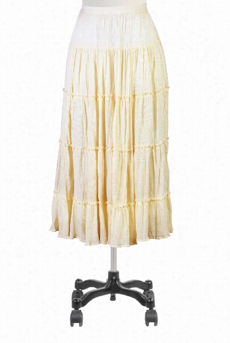 Eshakti Women's Crinkle Cotton Tiered Maxi Skirt
