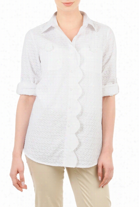 Eshakti Womens' Floral Embellishedscallop Trim Shirt