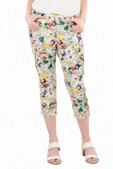 Eshakti W Omen's Floral Stretch Sateen Utility Cargo Pants