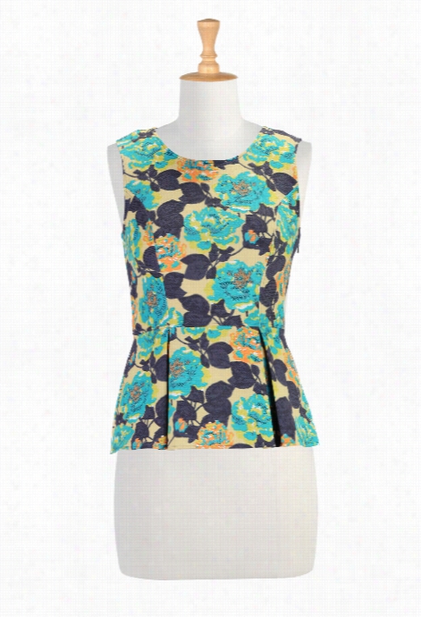 Eshakti Woken's Floral Ttextured Peplum Tank