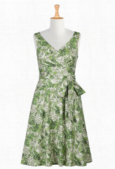 E Shakti Women's Foliage Print Cotton Dress