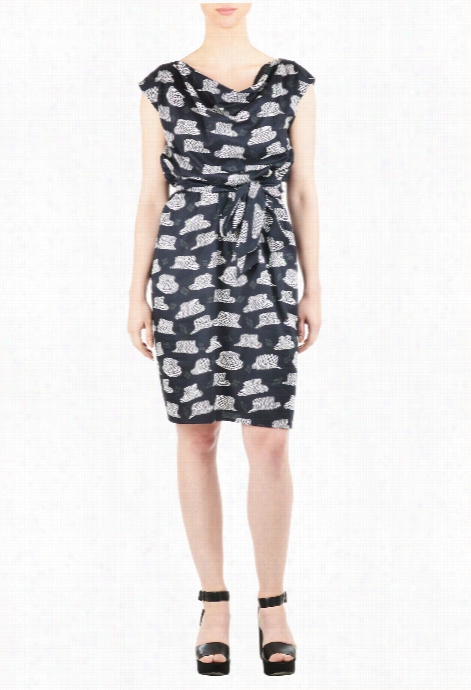 Eshakti Women's Graphic Hat Print Blouson Dress