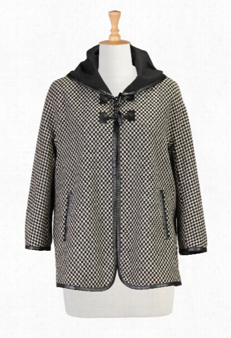 Eshakti Women's Hooded Checkerboard Toggle Jacket