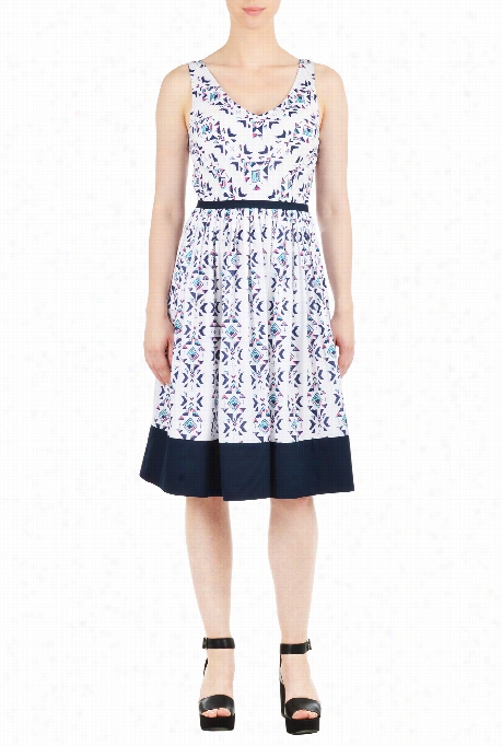 Eshakti Women's Ikat Print Contrast Dress Dress