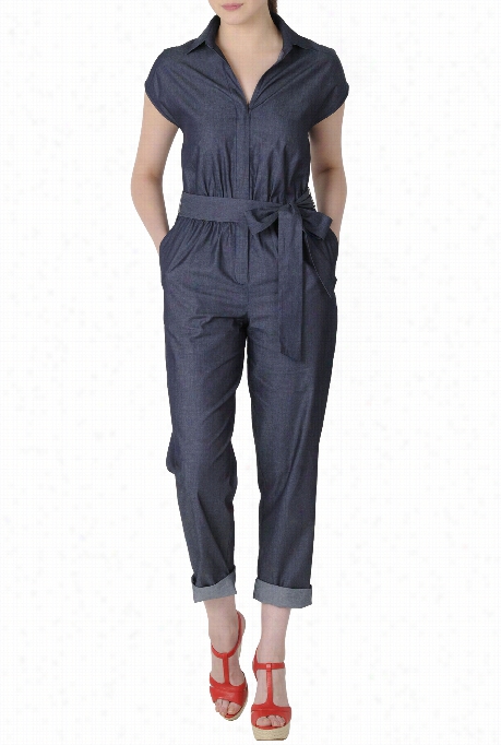 Eshakti Women's Indigo Chambray Umpsuit