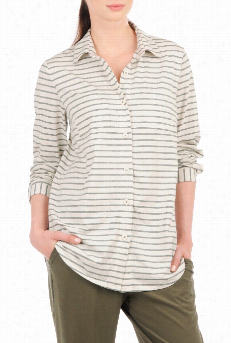 Eshakti Women's Jersey Knit Stripe Long Shirt