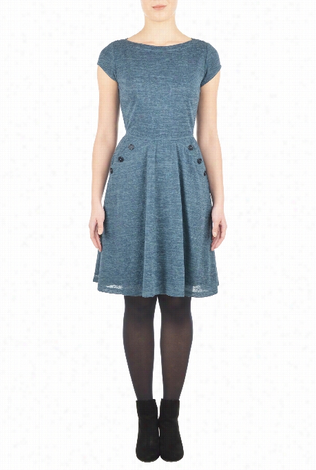 Eshakti  Woomen's Large Button Pocket Hacci Knit Dress