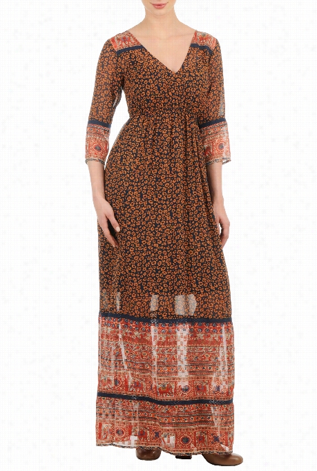 Eshakti Women's Mixed Media Print Maxi Dress