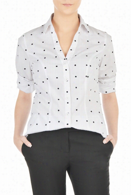 Eshakti Omen's Polka Dot Embellished Poplin Shirt