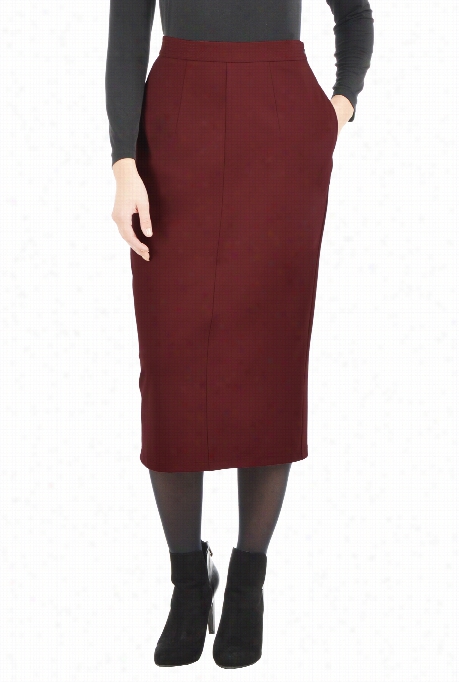 Eshakti Women's Ponte Knit Midi Pencil Skirt