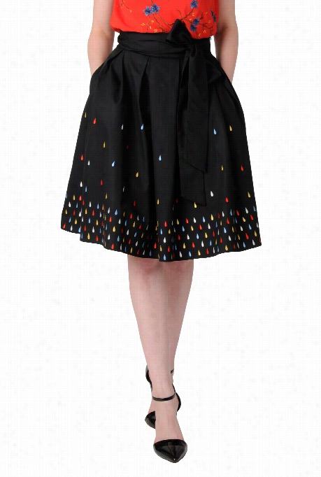 Eshakti Women's Raindrop Embellished Poplin Skirt