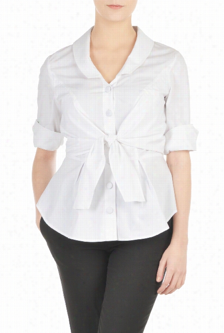 Eshakti  Women's Sash  Ties Cotton Poplin Shirt