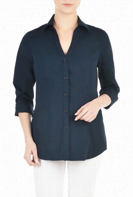 Eshakti Women' Ssplit Neck Coton Poplin Shirt