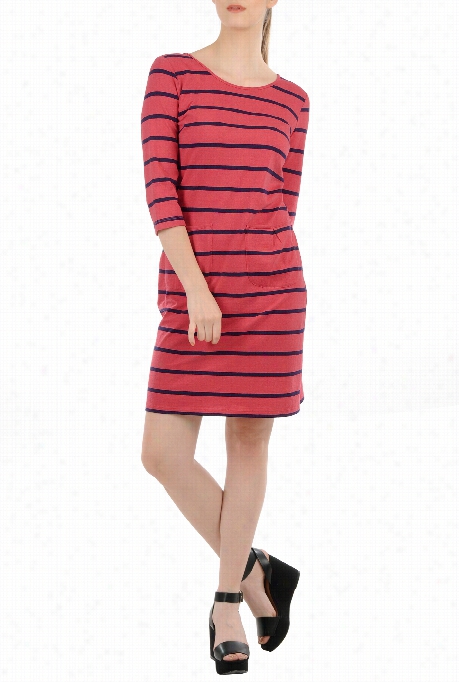 Eshakti Women's Stripe Cotton Knit Shift Dress