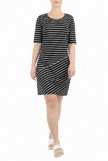 Eshakti Women's Stripe Jersey Knit Shift Dress