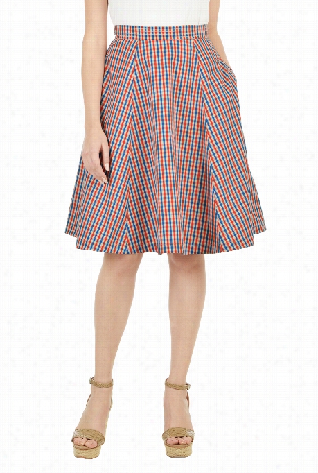 Eshakti Women's Trapun To Trim Gingham Check Skirt