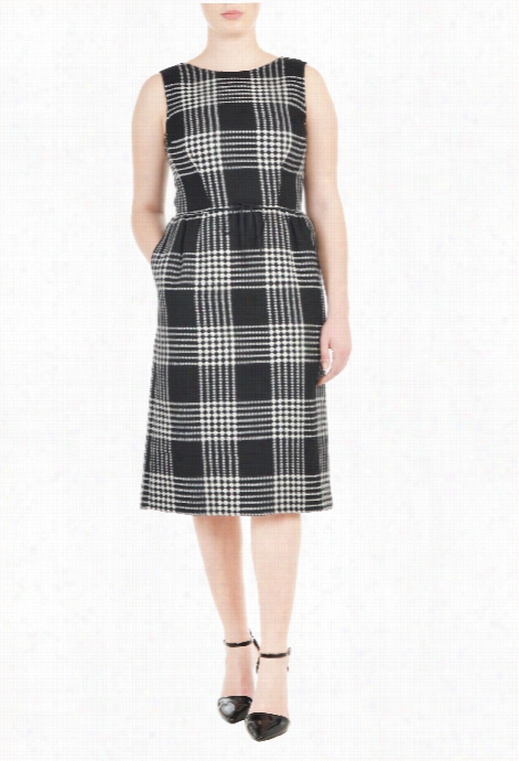 Eshakti Women's Waffle Check C Otton Sheath Dress