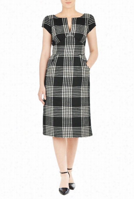 Eshakti Women's Waffle Check Emoire Sheath Dress