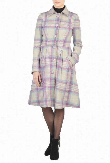 Eshakti Women's Woolblend Plaid Fit-and-flare Coat