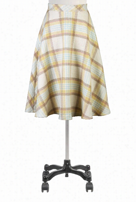 Eshakti Wommen's Wool Mingle Plaid Full Skirt
