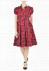 eShakti Women's Contrast collar check shirtdress