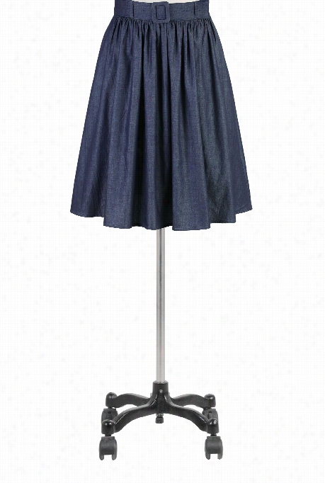 Eshakti Women's Belted Chambray Skirt