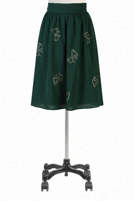 Eshakti Women's Bow Embellished Crepe Skirt