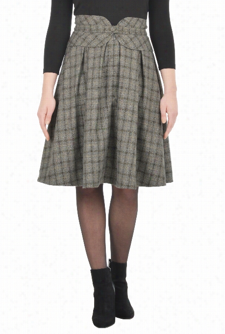 Eshaktk Women's Brushed Plaid Peplum Skirt