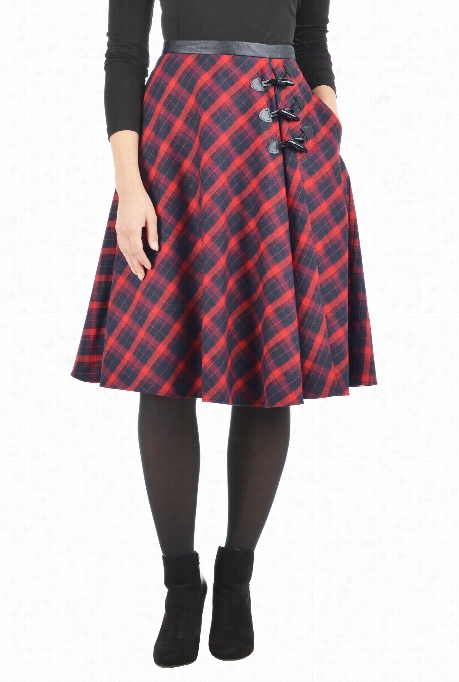 Eshakti Women's Classic Plaid Toggle Skirt